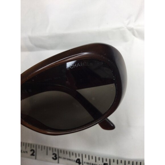 Chanel Womens Brown Camellia Sunglasses Floral Design Logo Made In Italy - Picture 10 of 11